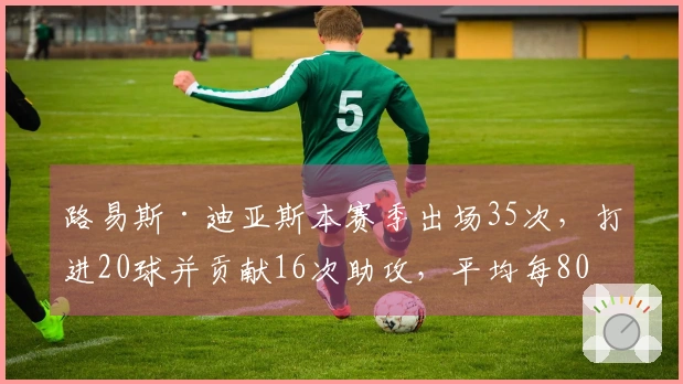 路易斯·迪亚斯本赛季出场35次，打进20球并贡献16次助攻，平均每80分钟制造1次进球
